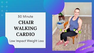 SEATED WALKING & WEIGHTS: 30 Minute At Home Chair Cardio Workout, & Seated Joint Health Exercises