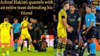 A snapshot of Achraf Hakimi's fight with the entire Dortmund team in defense of his friend