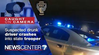 WATCH: Suspected drunk driver crashes into state trooper during traffic stop | WHIO-TV