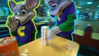 Chuck E Cheese the JENGA MASTER