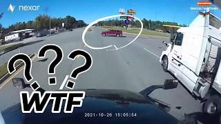 Idiot truck driver cuts off car | Truck brake checks all vehicles | Car almost T-boned by semi truck