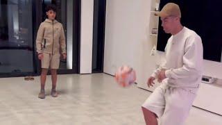 Cristiano Ronaldo vs Cristiano Ronaldo jr Football challenge!!