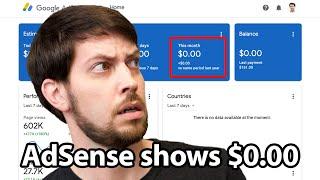 Google AdSense showing $0 for YouTube earnings - SOLUTION
