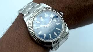 Rolex 116334 Datejust II 41 mm Fluted Bezel Blue Index Dial Oyster Bracelet Complete Set 2014