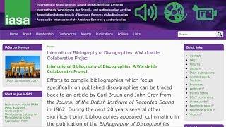 THE INTERNATIONAL BIBLIOGRAPHY OF DISCOGRAPHIES presented by Peter Laurence