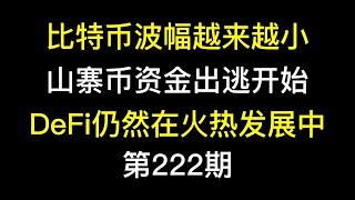 比特币波幅越来越小，山寨币资金出逃开始，DeFi仍然在火热发展中