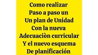 Realizando paso a paso un plan de unidad con el nuevo esquema  y con la nueva adecuación curricular.