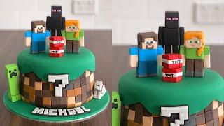 Minecraft Cake Tutorial (Part 1)｜ Minecraft Steve, Alex, Creeper fondant cake toppers