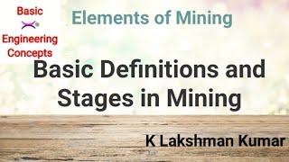 Elements of Mining-Definitions and Stages