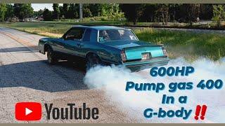 Pump gas SBC 400 shreads some rubber !!