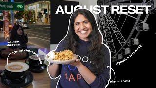 AUGUST RESET ️  | making biriyani at home, olympics screening, chai latte date & life updates