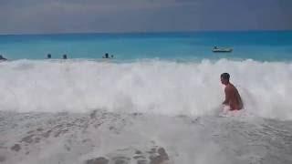 Swimming in 9 foot waves - Lefkada 2016 - Kathisma beach, Ionian sea