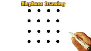 How to draw Elephant  from 16 dots | Easy elephant for beginners | Elephant drawing
