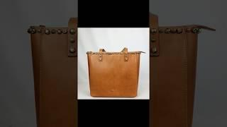 CELESTINA - Smooth Leather Tote with Studs, Medium by Campomaggi