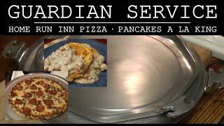 Guardian Service: Pancakes a la King & Home Run Inn Meat Lovers Pizza | vintage cookware