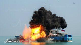 Brutally! 100 Philippine Fishing Boat Blow up by China Navy near Scarborough Shoal