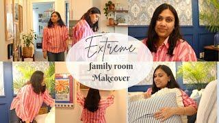 Family Room Makeover - Moody Wallpaper / DIY Gallery wall I Home decor shop tour
