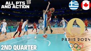 Greece vs Canada | Basketball Paris Olympics 2024 Second Quarter All Points and Action