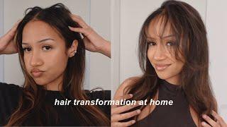 impulsively dyeing + cutting my hair at home ˚· (my quarter life crisis) hair transformation vlog