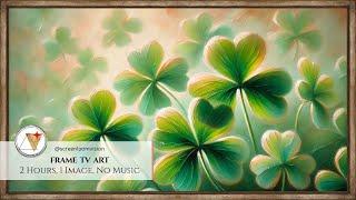 Lucky Clover Bliss | St. Patrick’s Day TV Screensaver | Vintage Gold Wood Frame TV Art | 2 Hrs