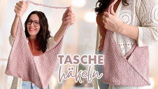 Einfache Tasche häkeln aus einem Rechteck | Anleitung für Anfänger