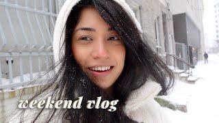 Weekend Vlog // head back to work, snowstorm, bake banana pudding, nyc shopping, spend time with fam