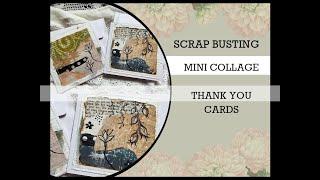 mini COLLAGE Thank you cards made with scraps  (scrap busting)