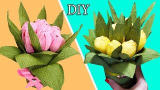 Букет тюльпанов из гофрированной бумаги / Цветы своими руками / DIY Gift Flowers / ИдейкиЗаКопейки