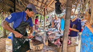 Wow !!  Huge Fish Cutting in Coastal Village Street Market