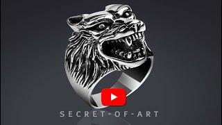 Wolf Ring Silver 925 huge 3D Wolfhead Biker Rocker Mens jewelry US-size 8-13