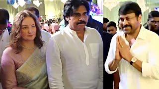 Deputya CM Pawan Kalyan With His Wife Anna Lezhneva and Mega Star Chiranjeevi Visuals | Chandrababu