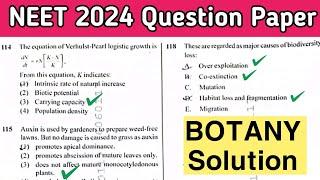 NEET Question Paper 2024 | Complete Solution | Botany Portion | NEET 2024 Solved Paper