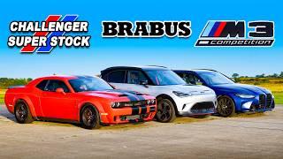 800hp Dodge Super Stock v BMW M3 v BRABUS: DRAG RACE