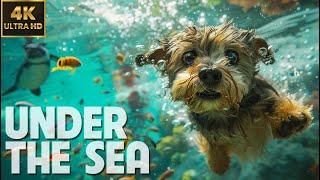 WONDERFUL MARINE CREATURES & CUTE ANIMALS Playing in Water 4K(60FPS)  Seaside Calm Sea Sound