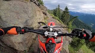 Single track dirt biking in the Kootenays, British-Columbia. Beta xtrainer 300