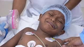 Small Boy going under sleep anesthesia for Hemangioma surgery
