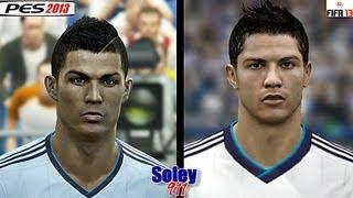 FIFA 13 vs PES 2013 Barcelona & Real Madrid faces comparison !!