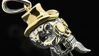 Silver Biker o Day Dead Mexican Sugar Skull Doctor Mori Memento Gothic Pendant