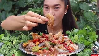 Ăn tôm sống sốt thái. Ẩm thực ThaiLand. Cảnh báo đừng xem khi đói