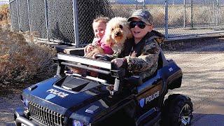 Kids Having Fun with Ride-On Toys & Dog | Outdoor Adventure with Family Playtime!