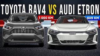 Samochód elektryczny vs. Hybryda na trasie do Szwajcarii  Audi e-tron GT vs. Toyota RAV4