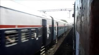 LHB livery WCAM2P Pragati Express Vs Pune - Bhusawal Express @ Chauk [Karjat - Panvel]