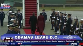 OBAMA'S FINAL WAVE: President Departs Joint Base Andrews for CA  After Trump Inauguration (FNN)