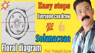 How to draw Floral diagram of Family - Solanaceae Easy Steps - By Prof. Prakash Surve ( Moderator )
