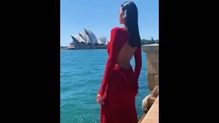 Nadine Abdel Aziz in a stunning hot red jet set babe look That Slaylebrity Life