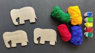 Simple Elephant Wall Hanging Making With Wool And Cardboard/Best Out Of Waste Craft/DIY Home Decor