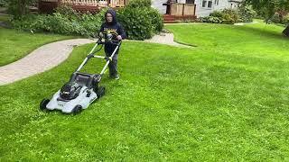 Gabe mows solo for the first time