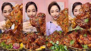 CHINESE MUKBANG SPICY FOOD (BEEF FOOT BONES)@qiuxiang961618 Mukbang EATING SHOW