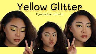 Yellow Glitter Eyeshadow look | Makeup Tutorial