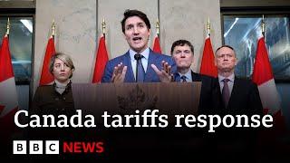 Canadian PM Trudeau retaliates against US and calls Trump's tariffs ‘very dumb’ | BBC News